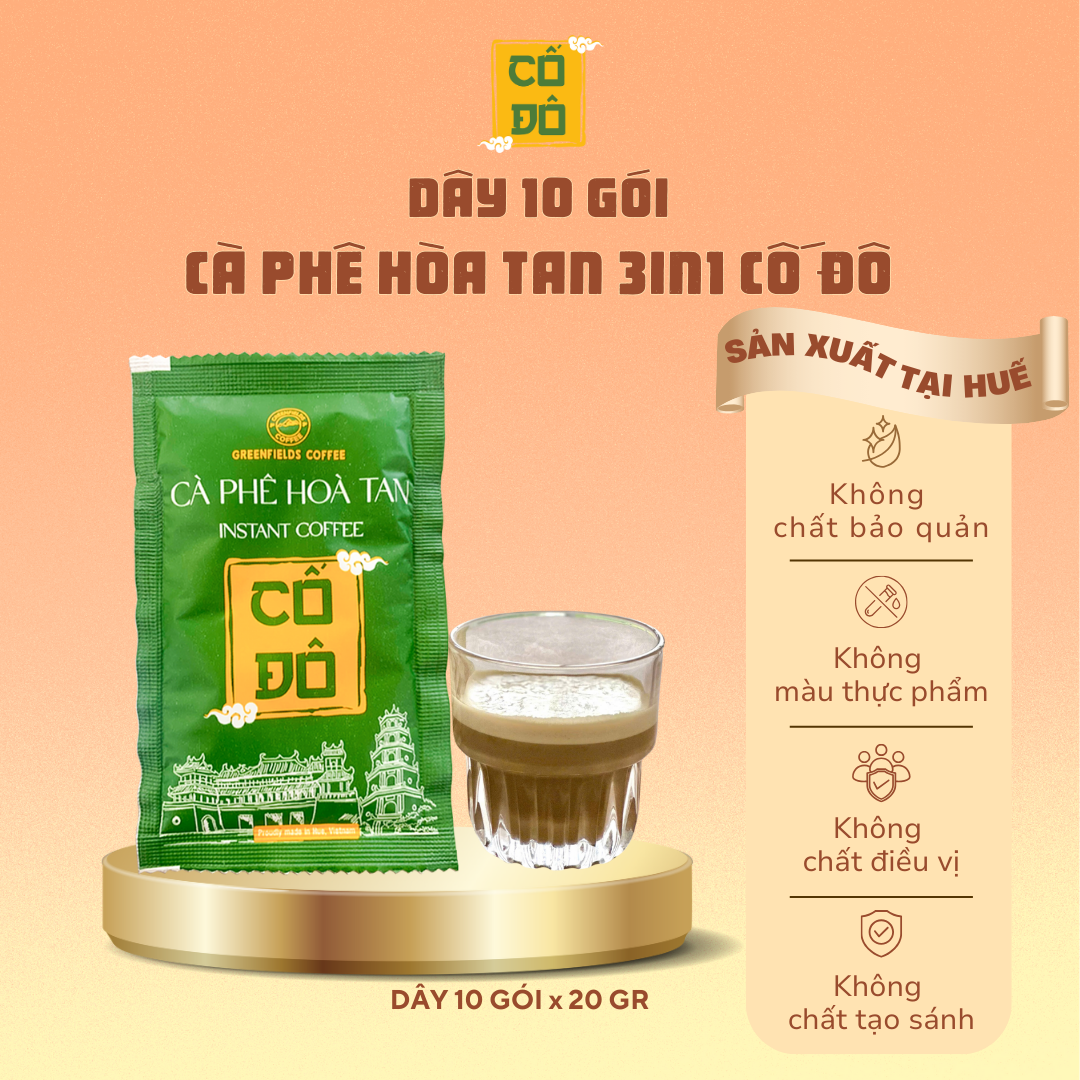 Dây 10 gói cà phê hoà tan 3in1 gu đậm (10 gói x 20g)